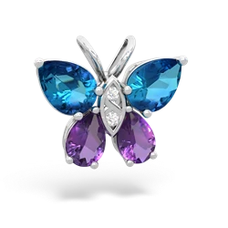 London Topaz Butterfly 14K White Gold pendant P2215