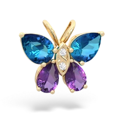 London Topaz Butterfly 14K Yellow Gold pendant P2215