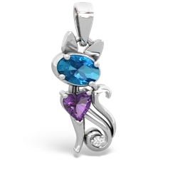 London Topaz Kitten 14K White Gold pendant P5780