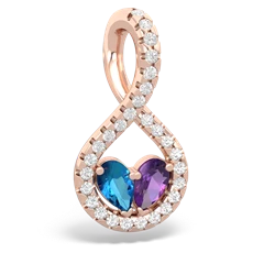 London Topaz Pave Twist 'One Heart' 14K Rose Gold pendant P5360