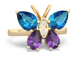 London Topaz Butterfly 14K Yellow Gold ring R2215