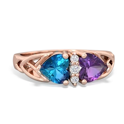 London Topaz Celtic Knot Double Heart 14K Rose Gold ring R5040