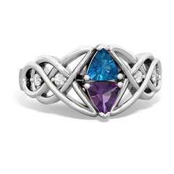 London Topaz Keepsake Celtic Knot 14K White Gold ring R5300