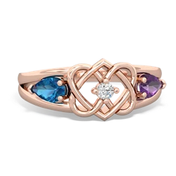 London Topaz Hearts Intertwined 14K Rose Gold ring R5880