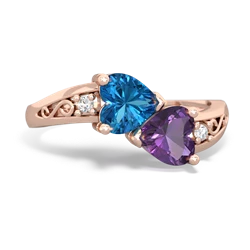 London Topaz Snuggling Hearts 14K Rose Gold ring R2178