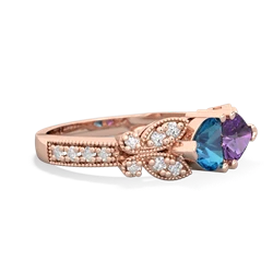 London Topaz Diamond Butterflies 14K Rose Gold ring R5601