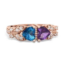 London Topaz Diamond Butterflies 14K Rose Gold ring R5601