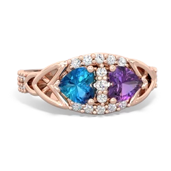 London Topaz Sparkling Celtic Knot 14K Rose Gold ring R2645