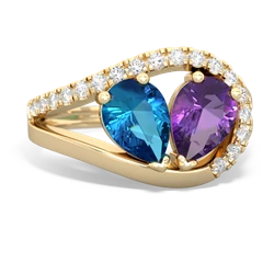 London Topaz Nestled Heart Keepsake 14K Yellow Gold ring R5650