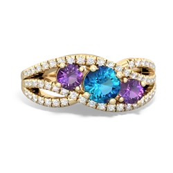 London Topaz Three Stone Aurora 14K Yellow Gold ring R3080