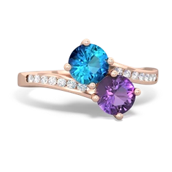 London Topaz Channel Set Two Stone 14K Rose Gold ring R5303