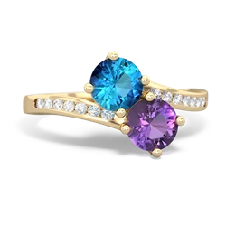 London Topaz Channel Set Two Stone 14K Yellow Gold ring R5303