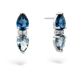 London Topaz Bowtie Drop 14K White Gold earrings E0865