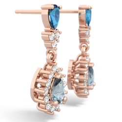 London Topaz Halo Pear Dangle 14K Rose Gold earrings E1882