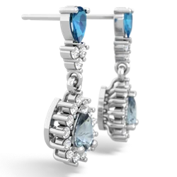 London Topaz Halo Pear Dangle 14K White Gold earrings E1882