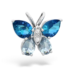 London Topaz Butterfly 14K White Gold pendant P2215