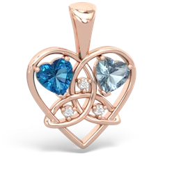 London Topaz Celtic Trinity Heart 14K Rose Gold pendant P5331