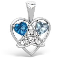 London Topaz Celtic Trinity Heart 14K White Gold pendant P5331