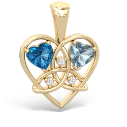 London Topaz Celtic Trinity Heart 14K Yellow Gold pendant P5331