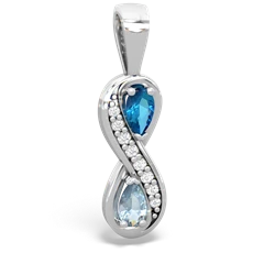 London Topaz Diamond Infinity 14K White Gold pendant P5390