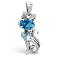 London Topaz Kitten 14K White Gold pendant P5780