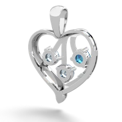 London Topaz Glowing Heart 14K White Gold pendant P2233