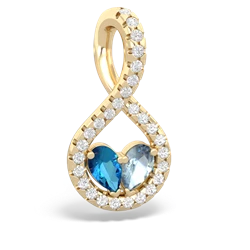 London Topaz Pave Twist 'One Heart' 14K Yellow Gold pendant P5360
