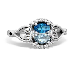 London Topaz Love Nest 14K White Gold ring R5860