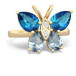 London Topaz Butterfly 14K Yellow Gold ring R2215