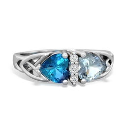 London Topaz Celtic Knot Double Heart 14K White Gold ring R5040