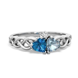 London Topaz Heart To Heart Braid 14K White Gold ring R5870