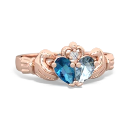 London Topaz 'Our Heart' Claddagh 14K Rose Gold ring R2388