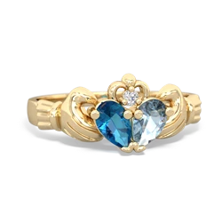 London Topaz 'Our Heart' Claddagh 14K Yellow Gold ring R2388