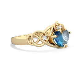 London Topaz 'One Heart' Celtic Knot Claddagh 14K Yellow Gold ring R5322