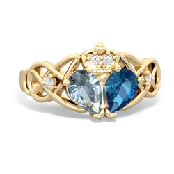 London Topaz 'One Heart' Celtic Knot Claddagh 14K Yellow Gold ring R5322