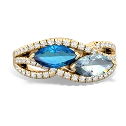 London Topaz Diamond Rivers 14K Yellow Gold ring R3070