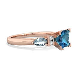 London Topaz 6Mm Princess Eternal Embrace Engagement 14K Rose Gold ring C2002