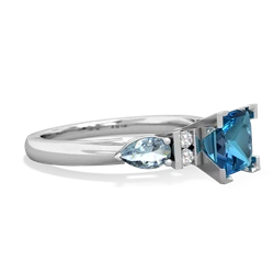 London Topaz 6Mm Princess Eternal Embrace Engagement 14K White Gold ring C2002