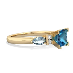 London Topaz 6Mm Princess Eternal Embrace Engagement 14K Yellow Gold ring C2002