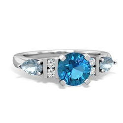 London Topaz 6Mm Round Eternal Embrace Engagement 14K White Gold ring R2005