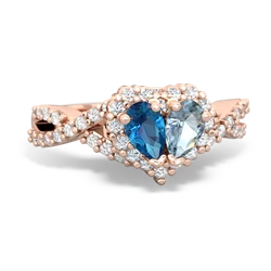 London Topaz Diamond Twist 'One Heart' 14K Rose Gold ring R2640HRT