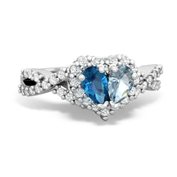 London Topaz Diamond Twist 'One Heart' 14K White Gold ring R2640HRT