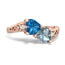 London Topaz Snuggling Hearts 14K Rose Gold ring R2178