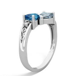 London Topaz Snuggling Hearts 14K White Gold ring R2178