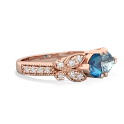 London Topaz Diamond Butterflies 14K Rose Gold ring R5601