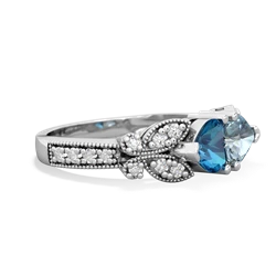 London Topaz Diamond Butterflies 14K White Gold ring R5601