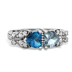 London Topaz Diamond Butterflies 14K White Gold ring R5601