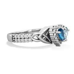 London Topaz Celtic Knot Two Hearts As One 14K White Gold ring R2644HRT