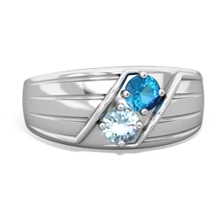 London Topaz Men's Streamline 14K White Gold ring R0460