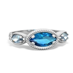 London Topaz Milgrain Marquise 14K White Gold ring R5700